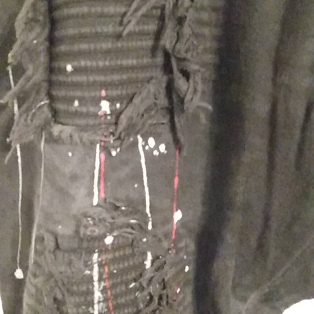 Y2k Destroyed Graffiti Streetwear Jeans Bluesever 38